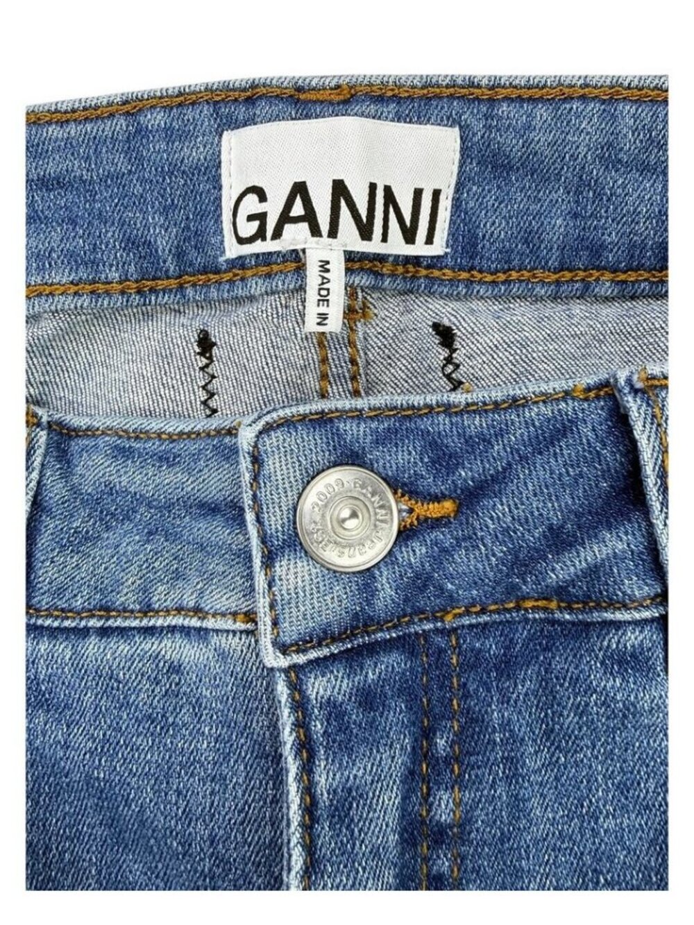 Ganni Mid Rise Side Split Hem Slim Jean - Picture 3 of 8